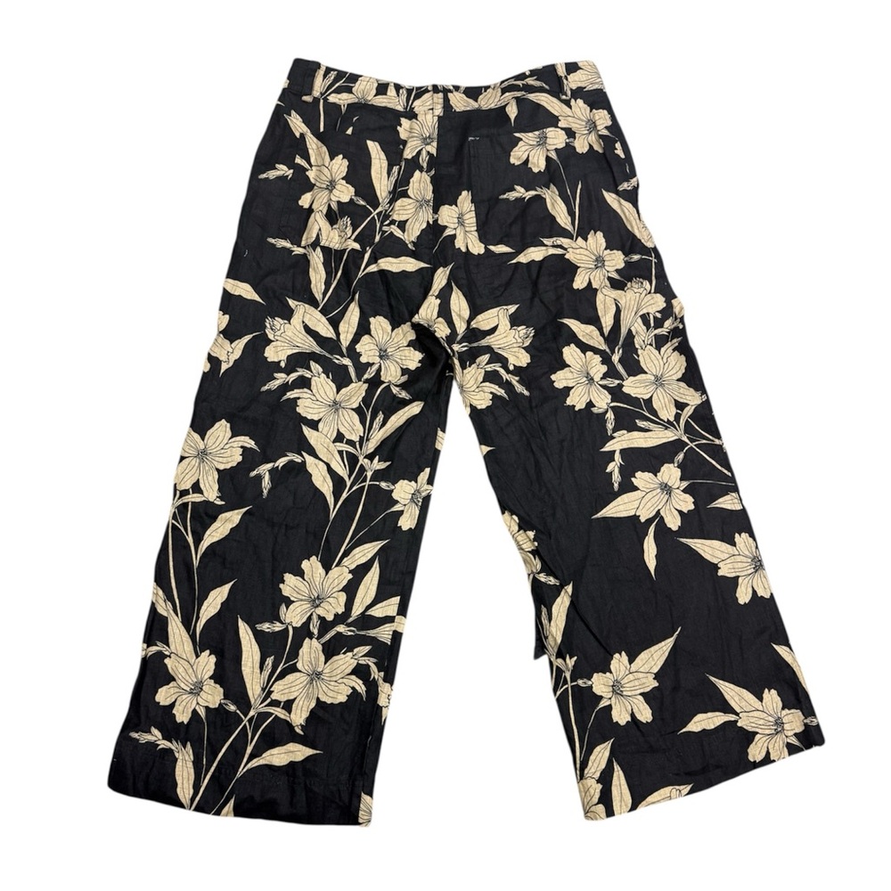 Lauren Ralph Lauren Floral Wide-Leg Linen Pants - Black & Cream - Picture 2 of 8